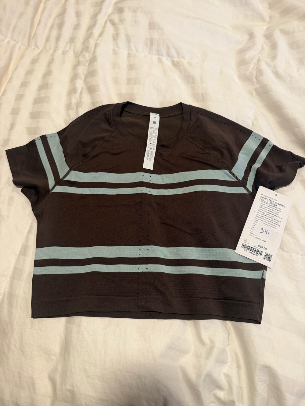 lululemon athletica Black Top with Mint Stripe